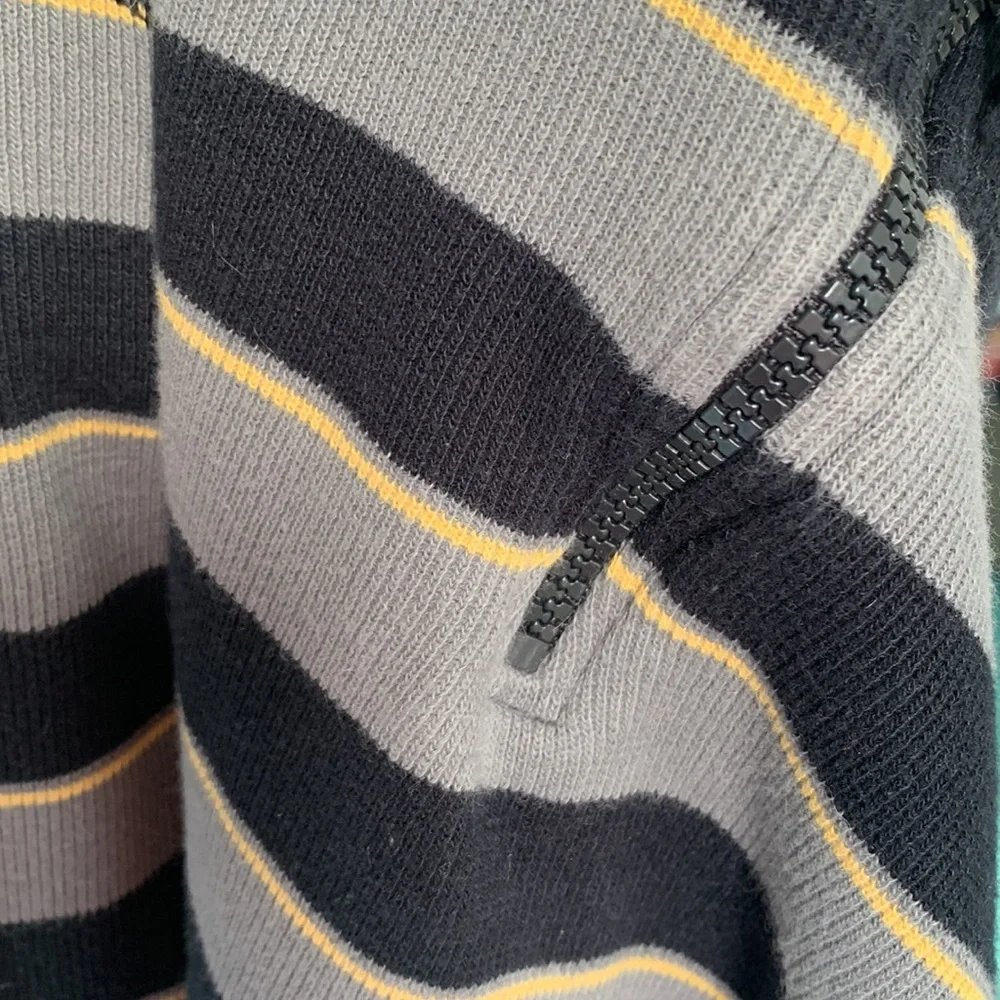 Gymboree Gray & Black Striped Sweater 3T EUC Quarter Zip Top